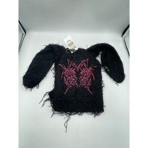 NWT Zumiez Women's Vitriol Cyber Heart Black Bunny Beanie One Size